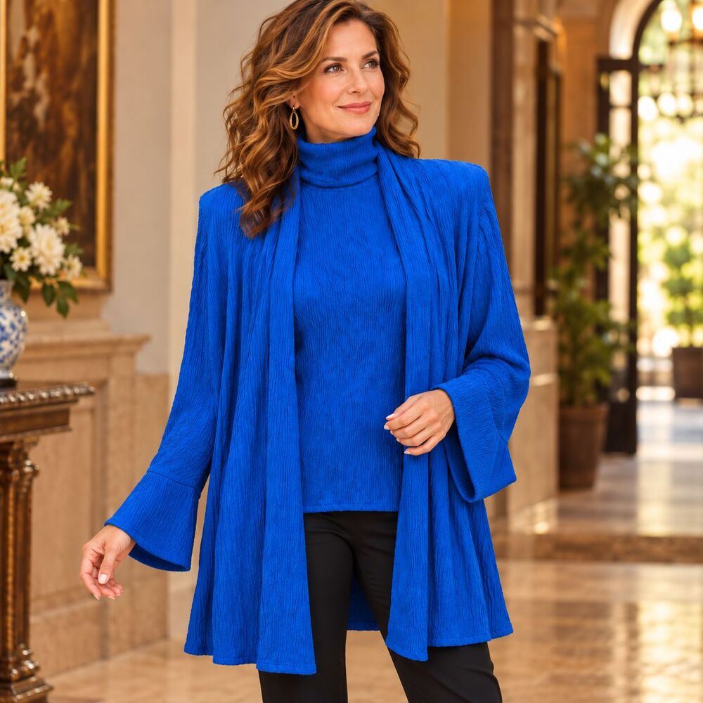 Vintage Wilder USA Cobalt Blue Crinkle Two-Piece Set — Made in USA